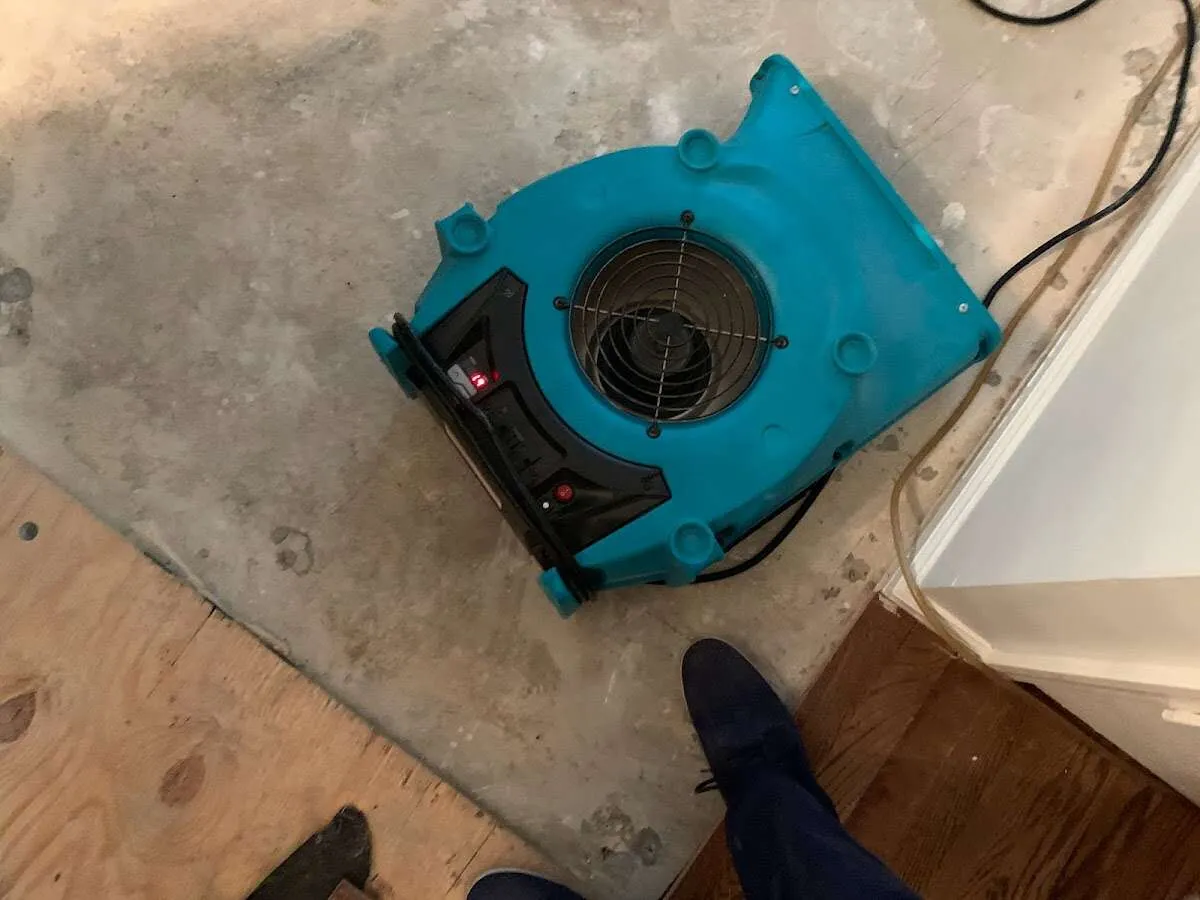Air mover drying subfloor during Leak Detection & Repair in Rancho Mirage